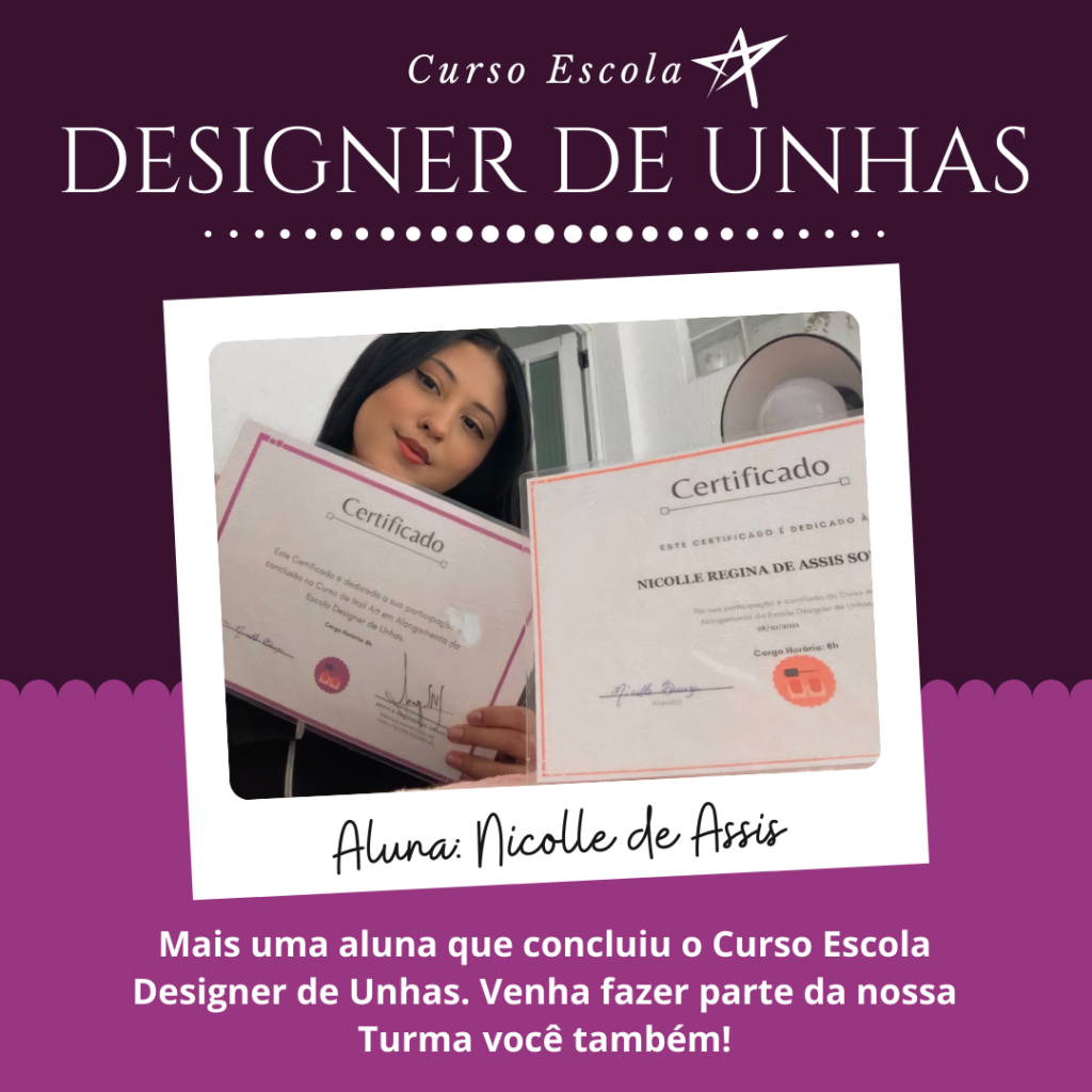 certificado curso escola designer de unhas